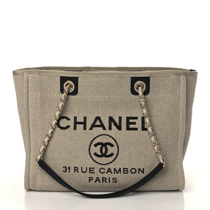Chanel Mixed Fibers Small Deauville Tote Beige Black 3 of 11