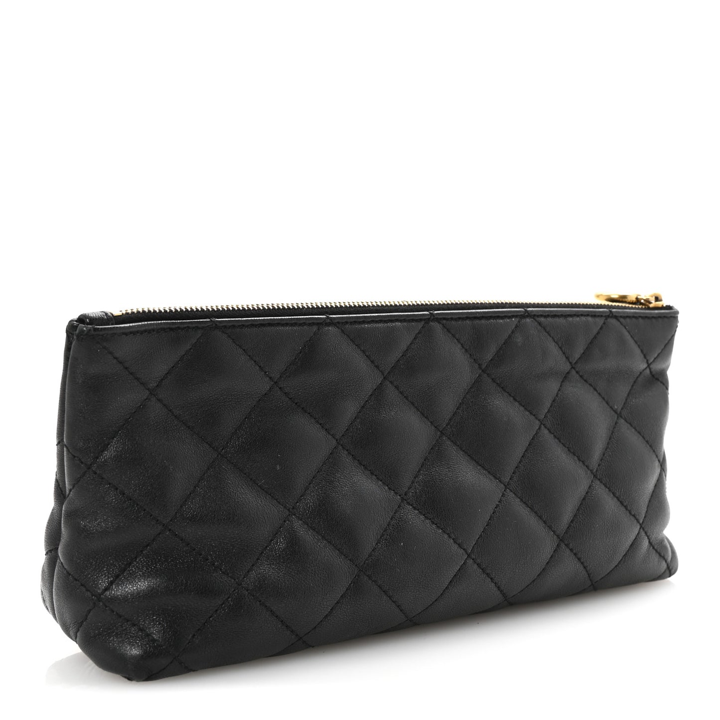 Lambskin Quilted Icare Cosmetic Pouch Black