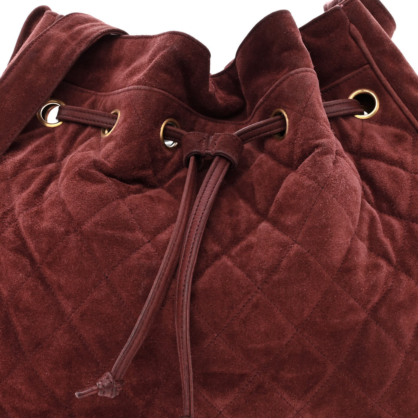 Suede Drawstring Bag Red