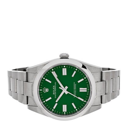Rolex Stainless Steel 41mm Oyster Perpetual Watch Green 124300 2 of 5