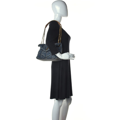 Saint Laurent Denim Quilted Small Loulou Puffer Monogram Chain Satchel Blue Cinnamon 3 of 23