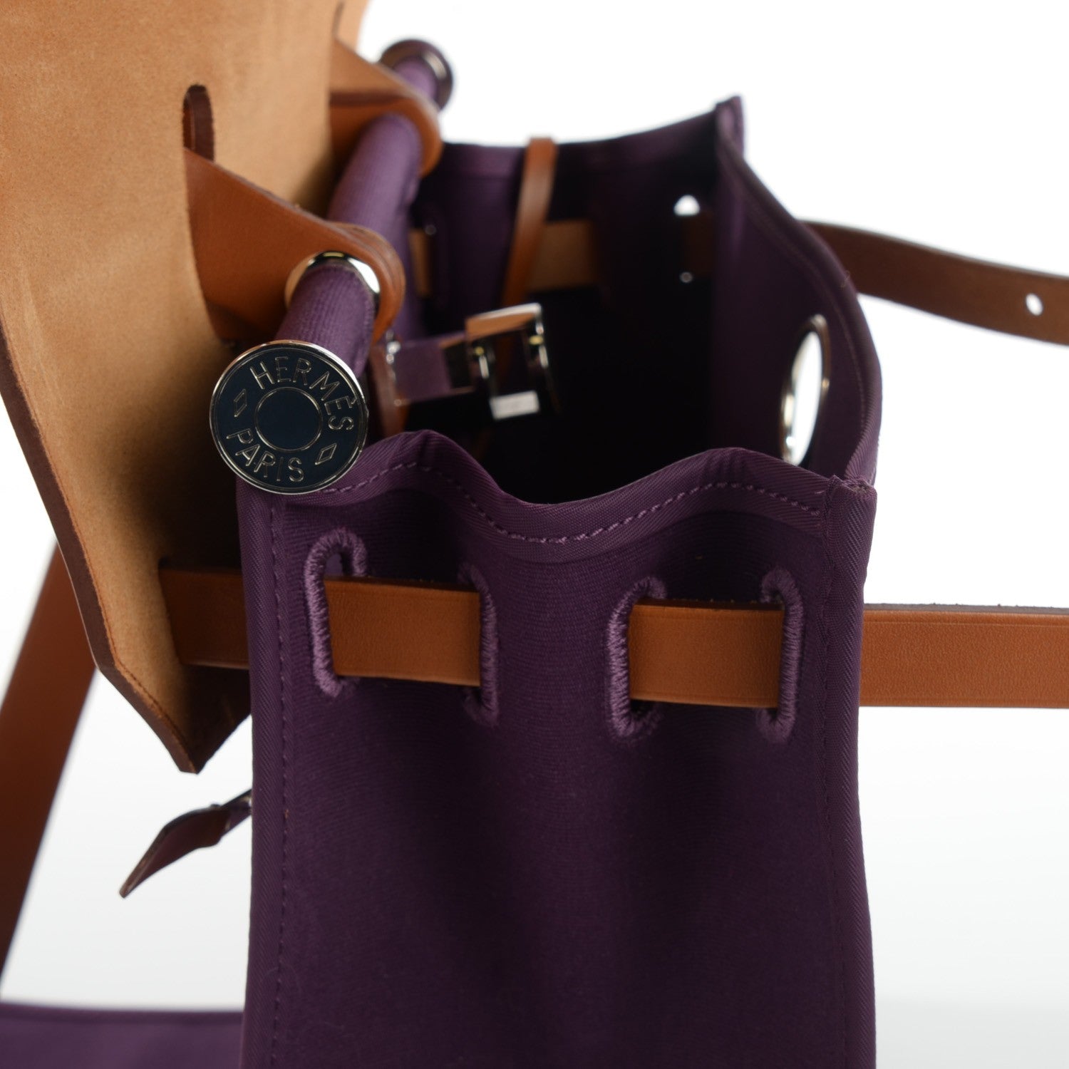 Hermes Vache Hunter Toile Herbag Zip 31 PM Fauve Cassis 9 of 18