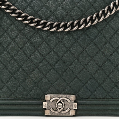 Chanel Iridescent Caviar Quilted Large Boy Flap Dark Green 8 of 14