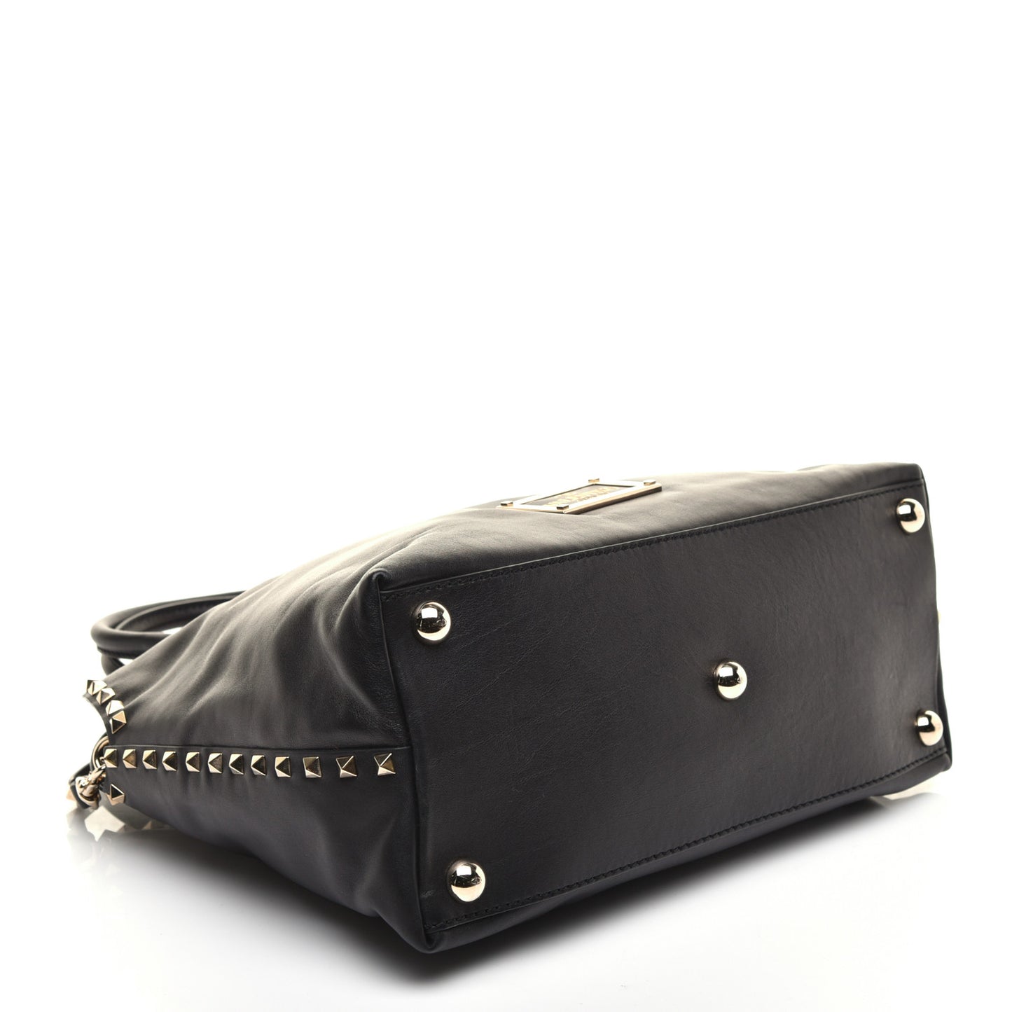 Vitello Rockstud Dome Satchel Black