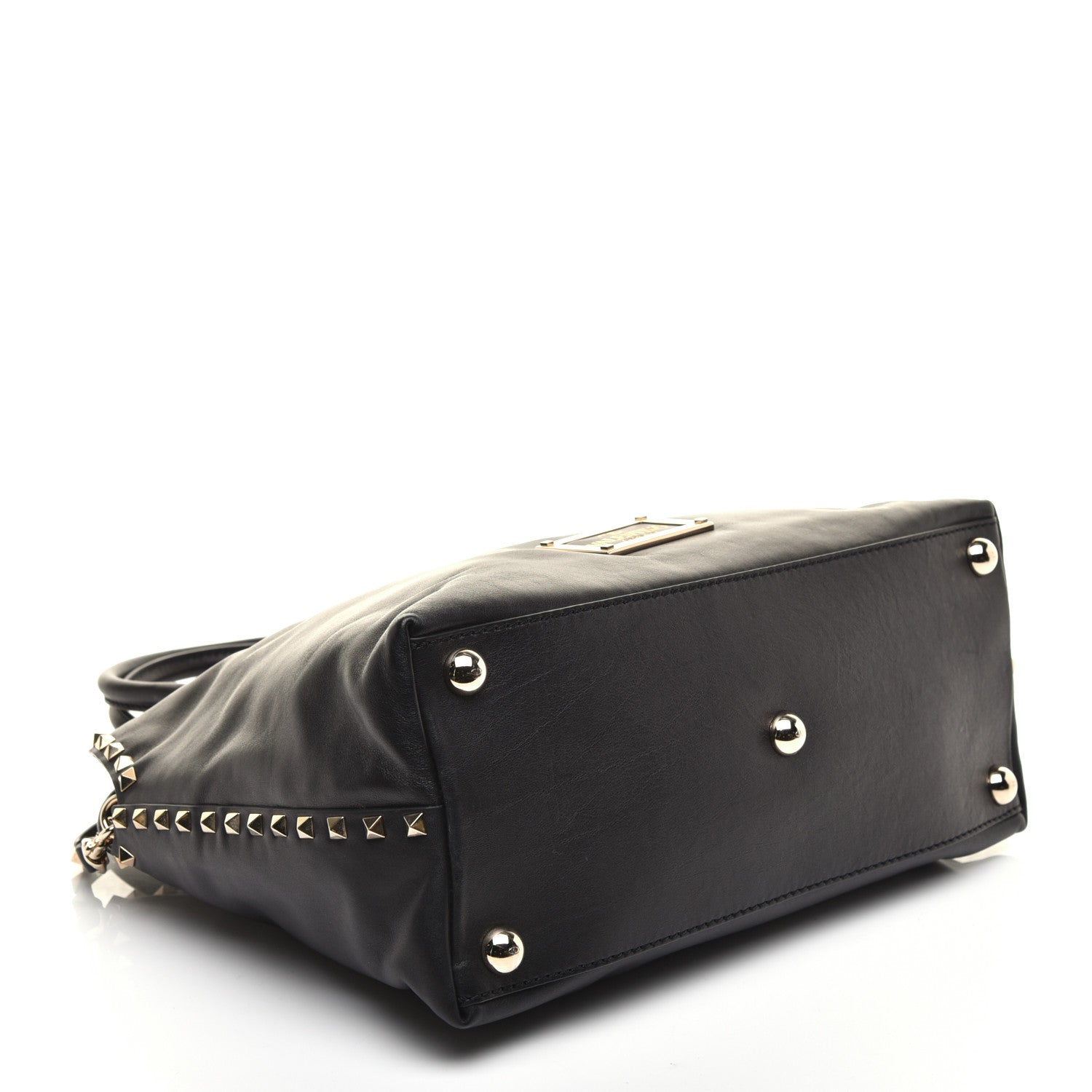 Valentino Garavani Vitello Rockstud Dome Satchel Black 4 of 8