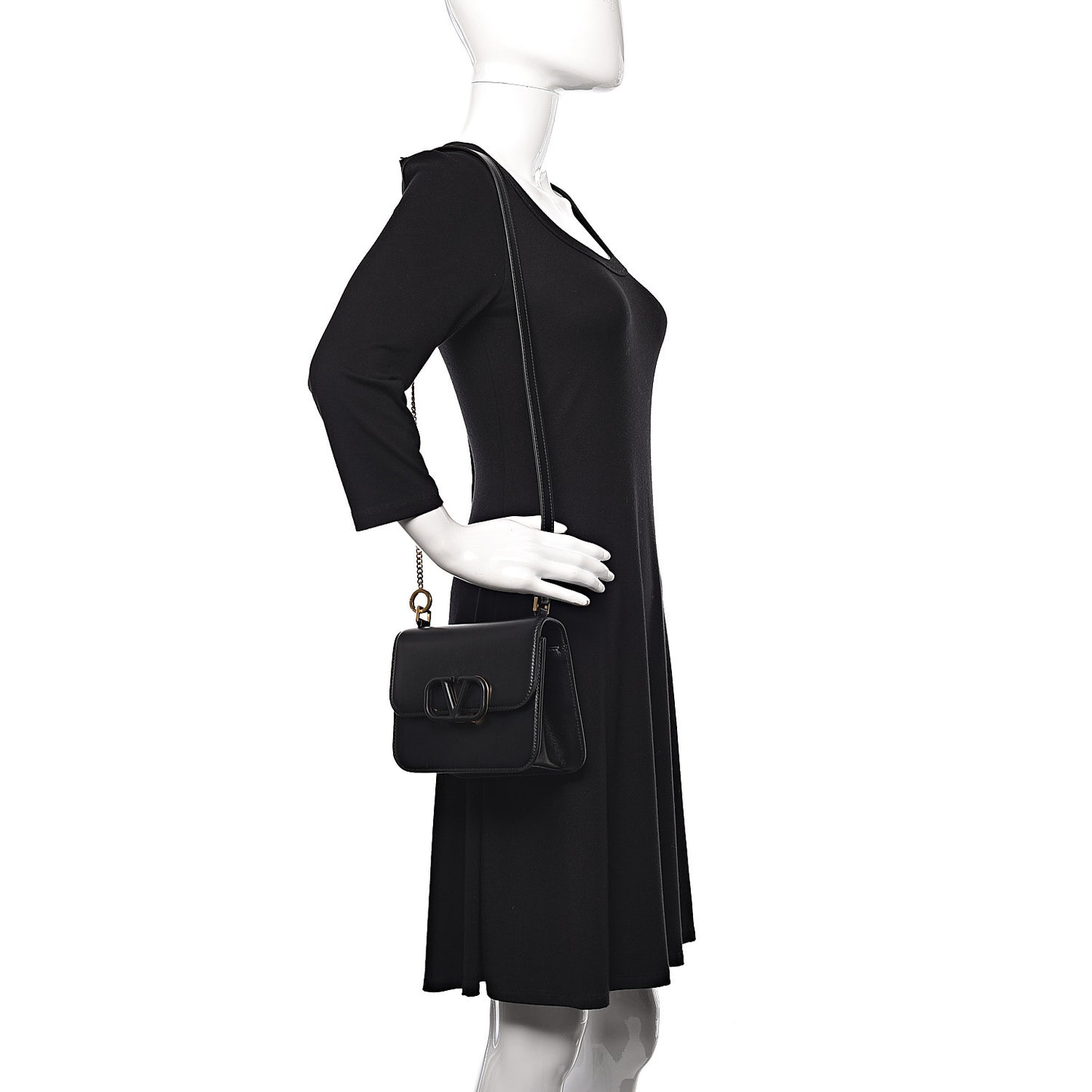 Smooth Calfskin Small VSling Shoulder Bag Black