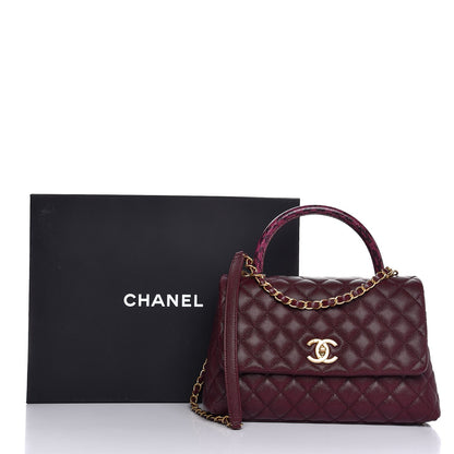 Chanel Caviar Elaphe Quilted Small Coco Handle Flap Burgundy 9 of 9
