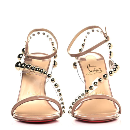 Christian Louboutin Patent PVC Corinetta 100 Sandals 38 Nude 2 of 7