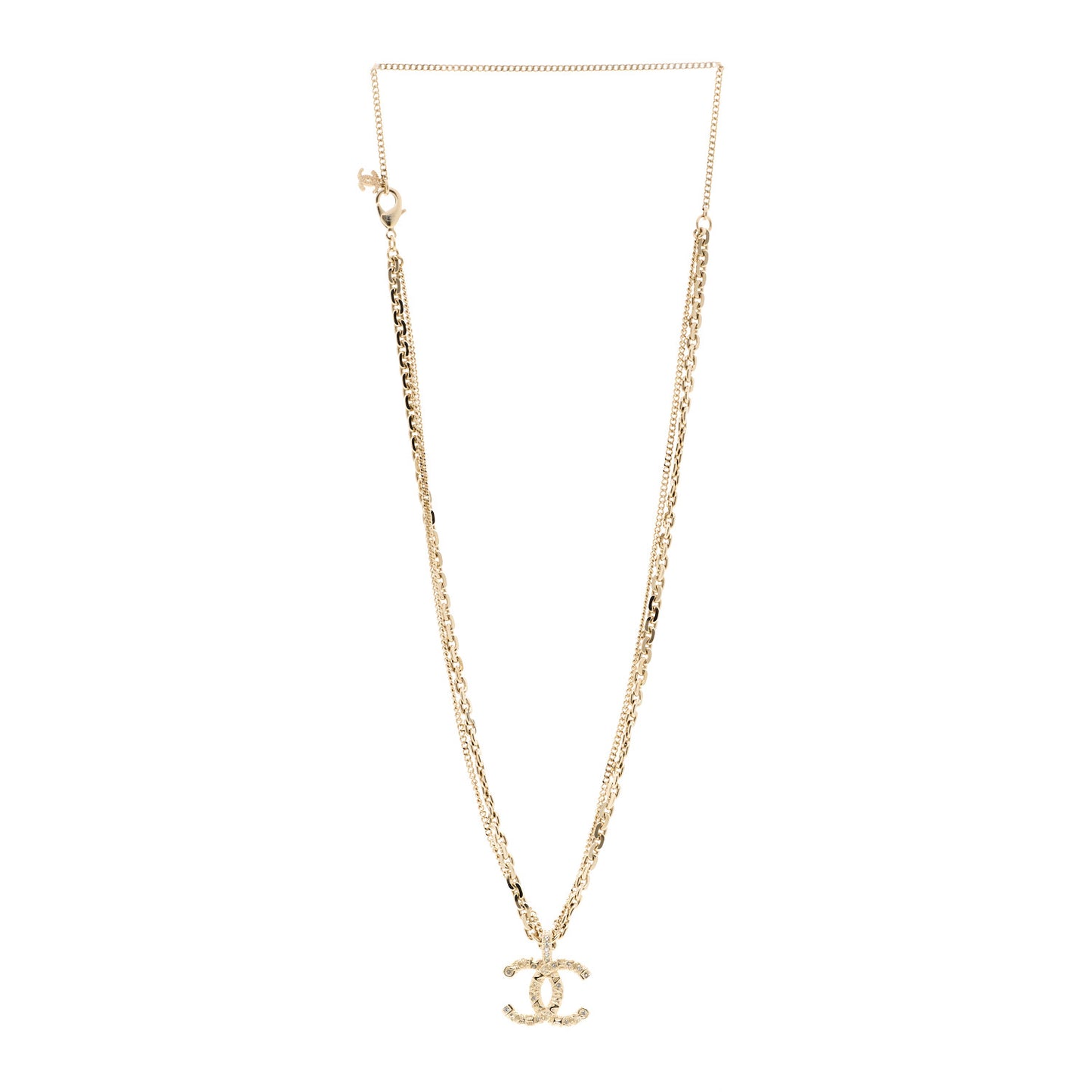 Crystal CC Multi Strand Chain Necklace Gold