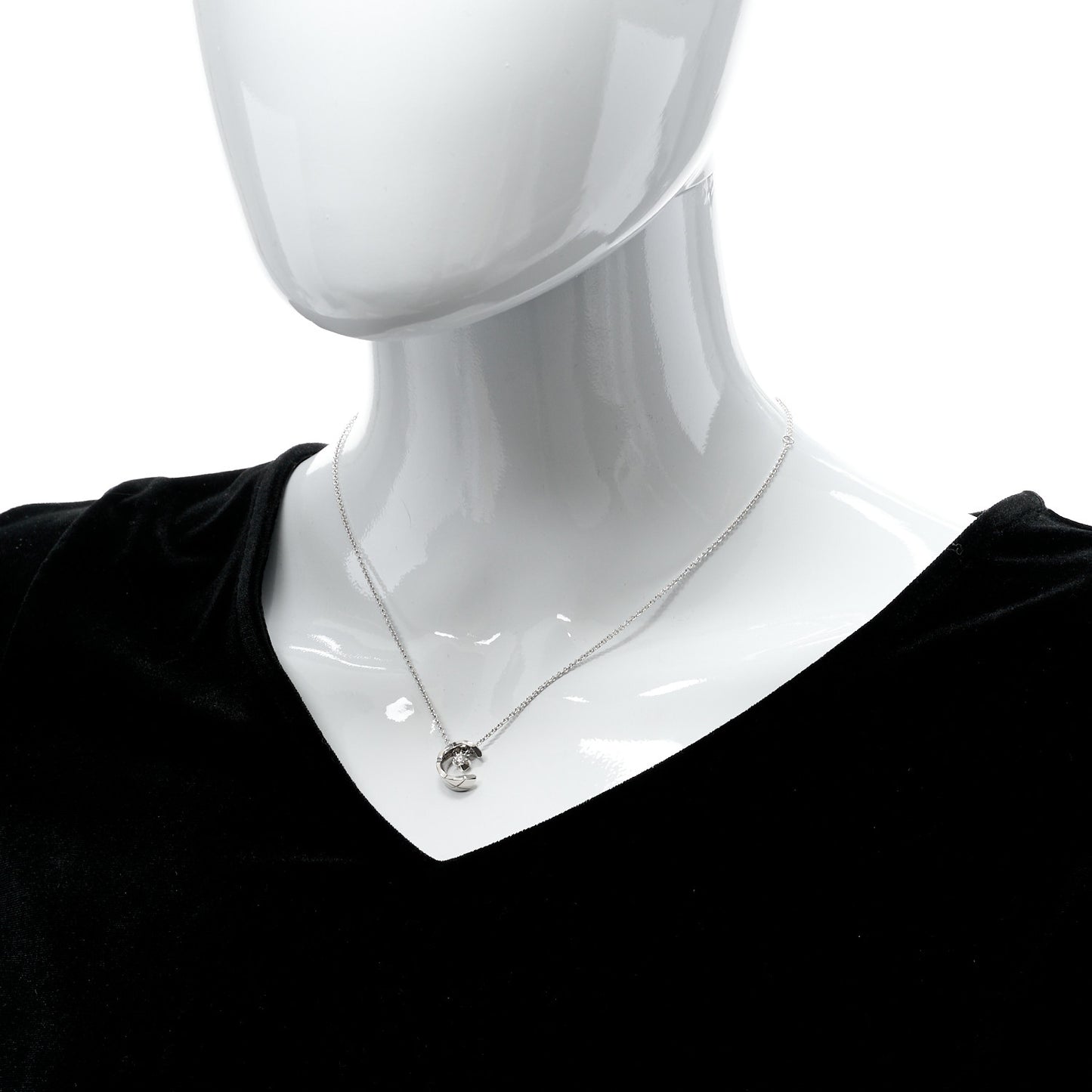 18K White Gold Diamond Coco Crush C Necklace