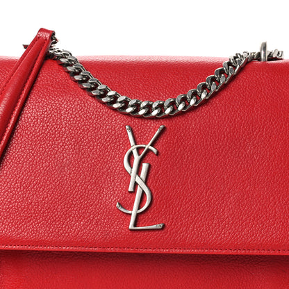 Saint Laurent Grained Calfskin Medium Monogram Sunset Satchel Red 8 of 12