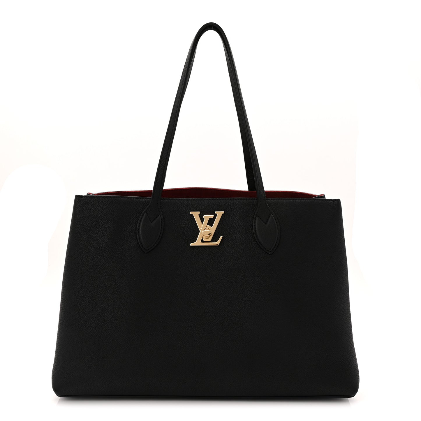 Grained Calfskin Lockme Shopper Black