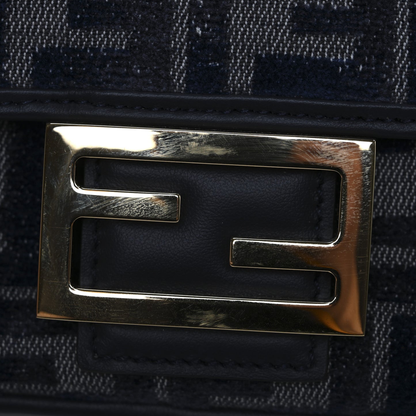 Chenille FF Embroidered Baguette Dark Blue Grey