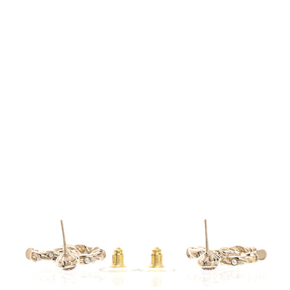 Chanel Crystal Pearl CC Drop Earrings Pink Gold 4 of 5