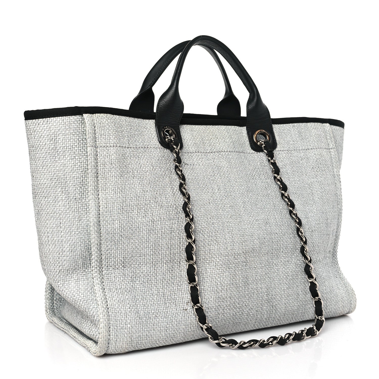 Chanel Woven Straw Raffia Medium Deauville Tote Grey 3 of 10