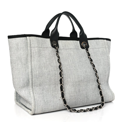 Chanel Woven Straw Raffia Medium Deauville Tote Grey 3 of 10