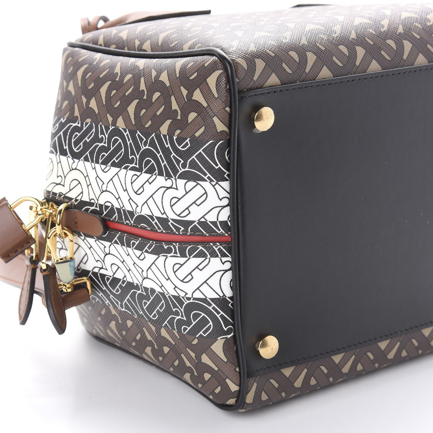 E-canvas Monogram Stripe Small Cube Bowling Bag Bridle Brown