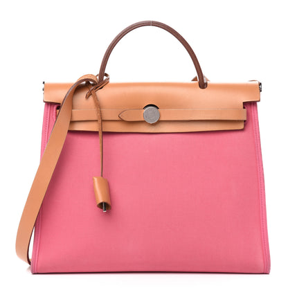Hermes Vache Hunter Toile Herbag Zip 31 PM Rose Lipstick 4 of 16