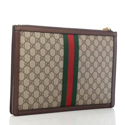Gucci GG Supreme Monogram Web Ophidia Portfolio Pouch Beige New Acero 3 of 7