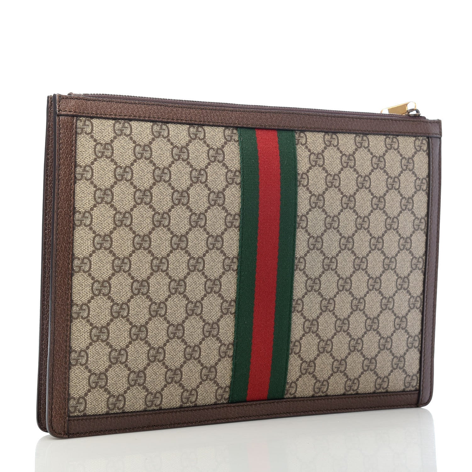Gucci GG Supreme Monogram Web Ophidia Portfolio Pouch Beige New Acero 3 of 7