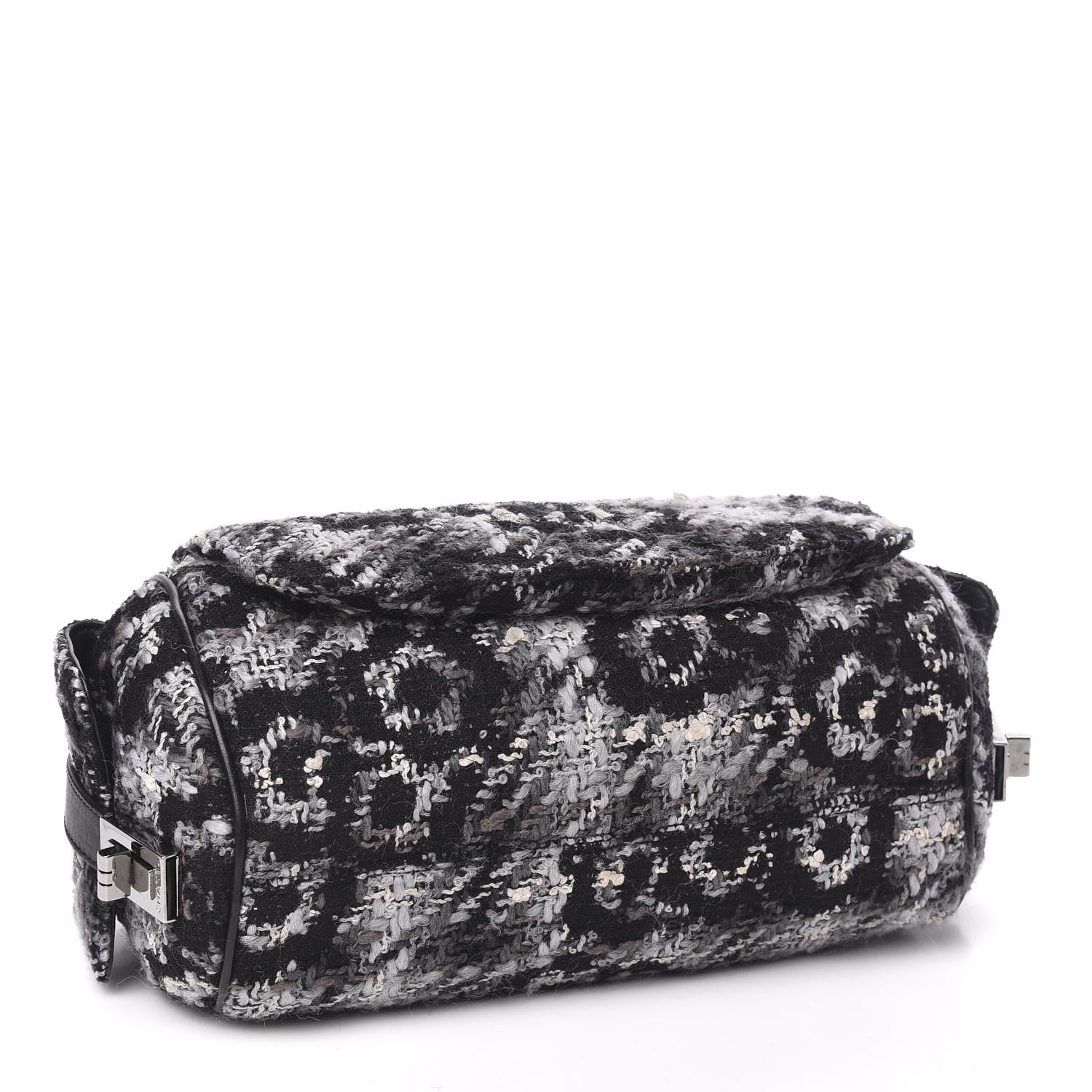Chanel Tweed Quilted Camellia Shoulder Bag Black 4 of 11