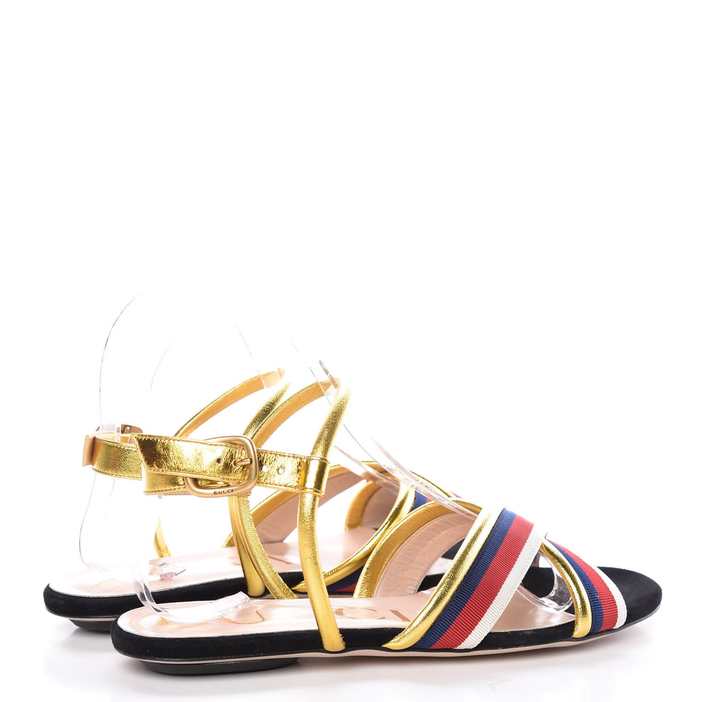 Metallic Nappa Sylvie Web Sandal 37 Gold