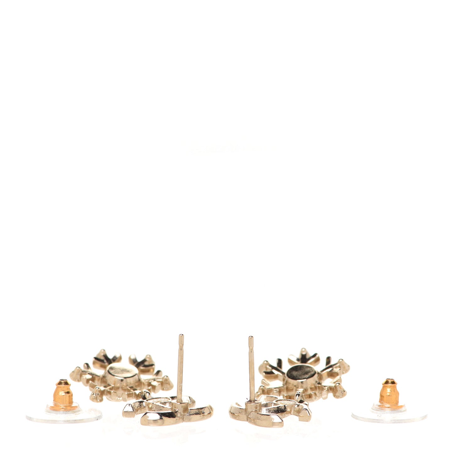 Crystal Snowflake CC Drop Earrings Gold