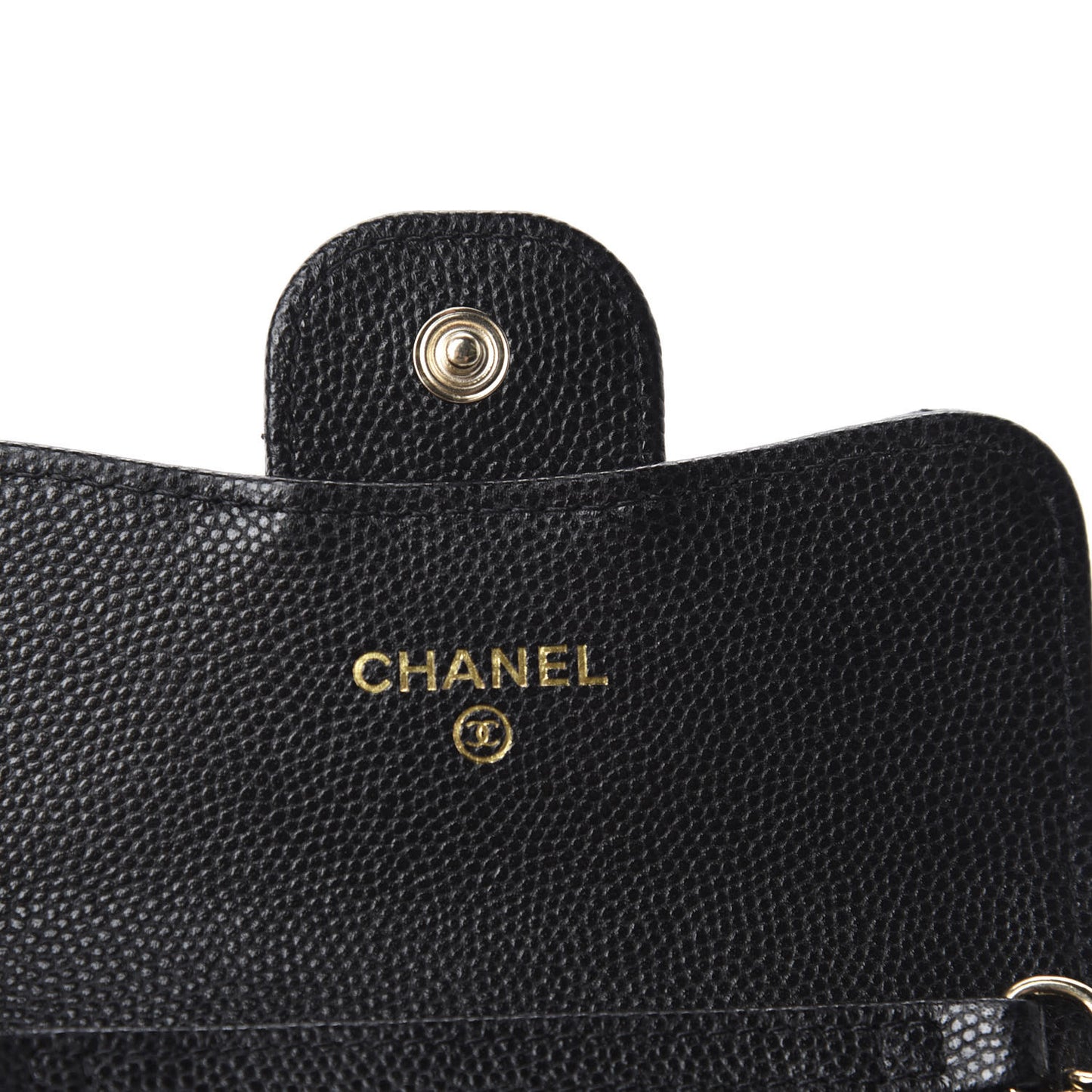 Caviar Quilted Flap Card Holder On Chain Black