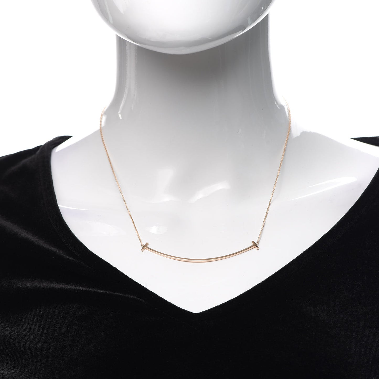 18K Rose Gold Large T Smile Pendant Necklace