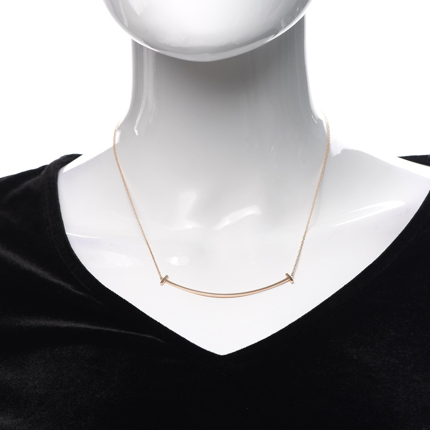 Tiffany 18K Rose Gold Large T Smile Pendant Necklace 2 of 6