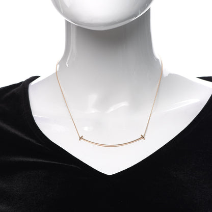 Tiffany 18K Rose Gold Large T Smile Pendant Necklace 2 of 6