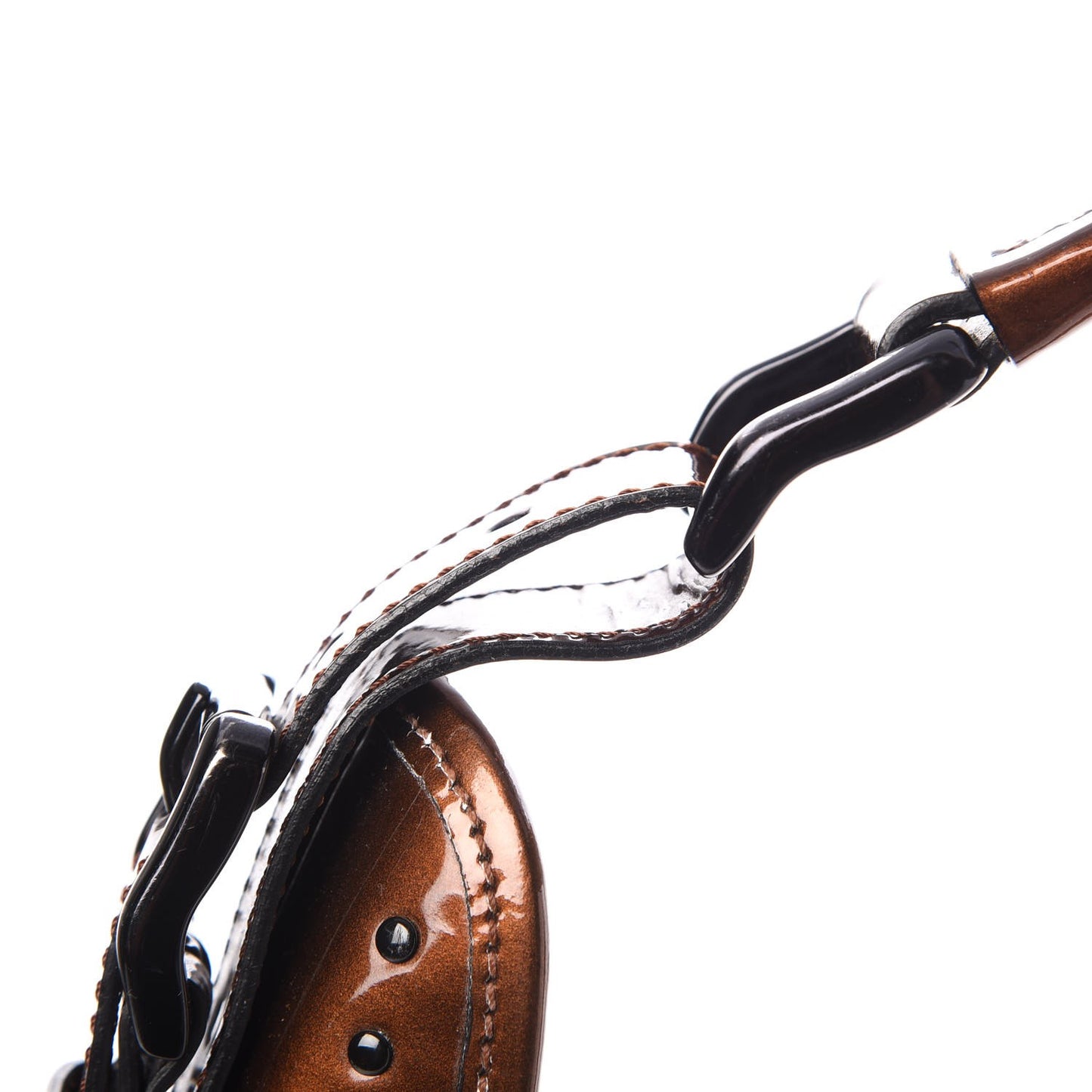 Patent Quilted Studded Brooke Hobo Bronze