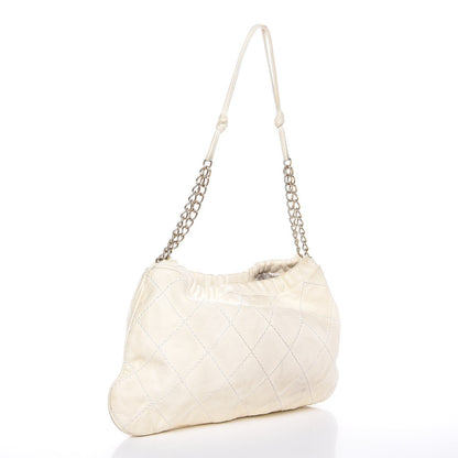 Chanel Lambskin Stitched Camellia Shoulder Bag White 3 of 14