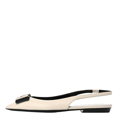 Saint Laurent Patent Smooth Lambskin Anais Slingback Flats 36 Navy Pearl 1 of 8