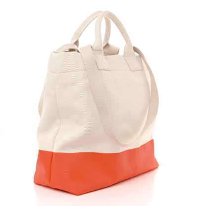 Gucci Canvas Logo Embossed Black Tote Natural Orange 3 of 10
