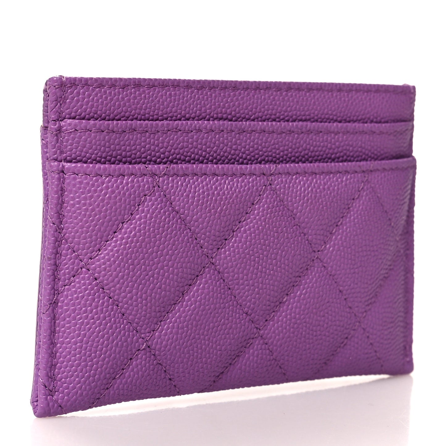Caviar Quilted Filigree Card Holder Purple