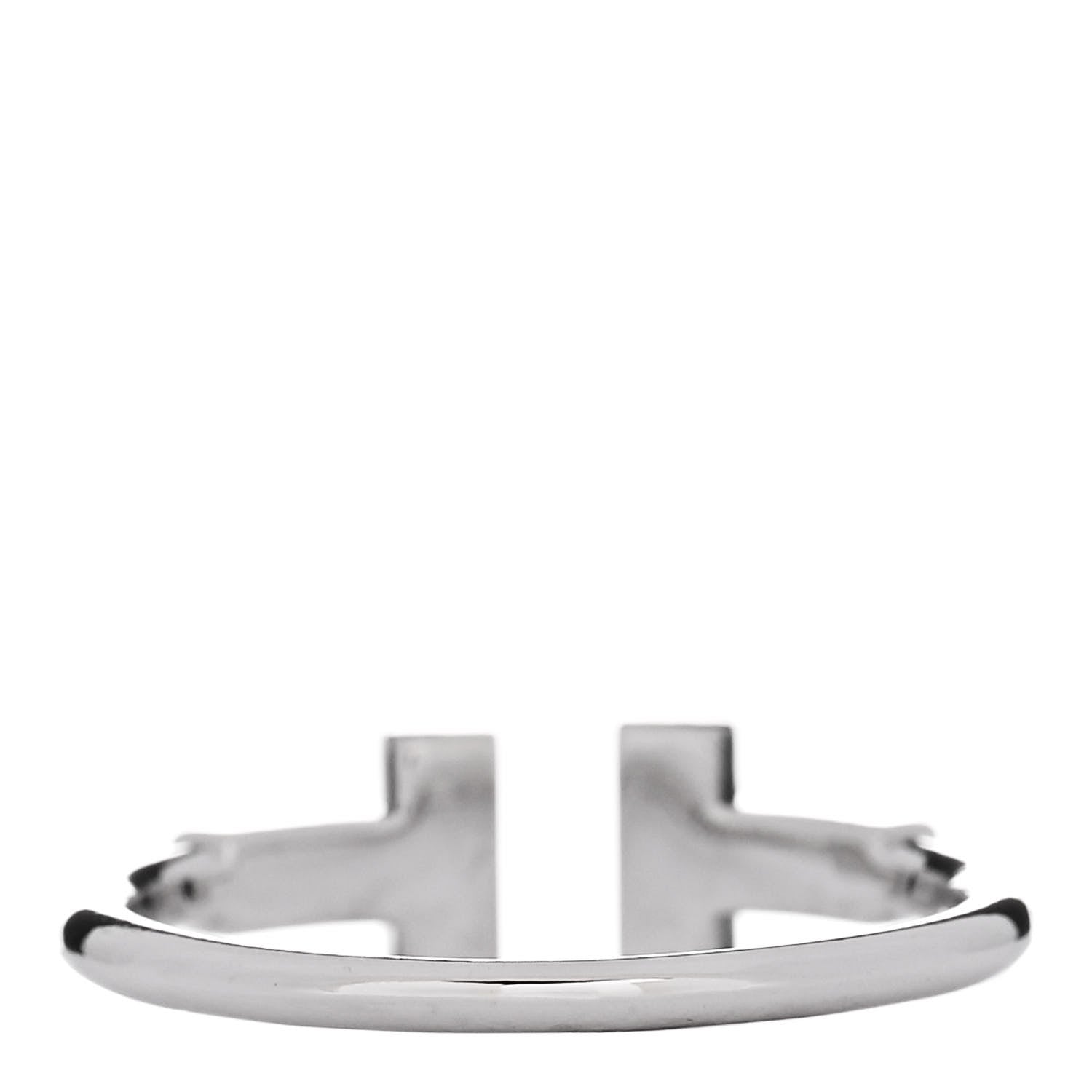 Tiffany 18K White Gold Diamond T Wire Ring 53 6.25 3 of 4
