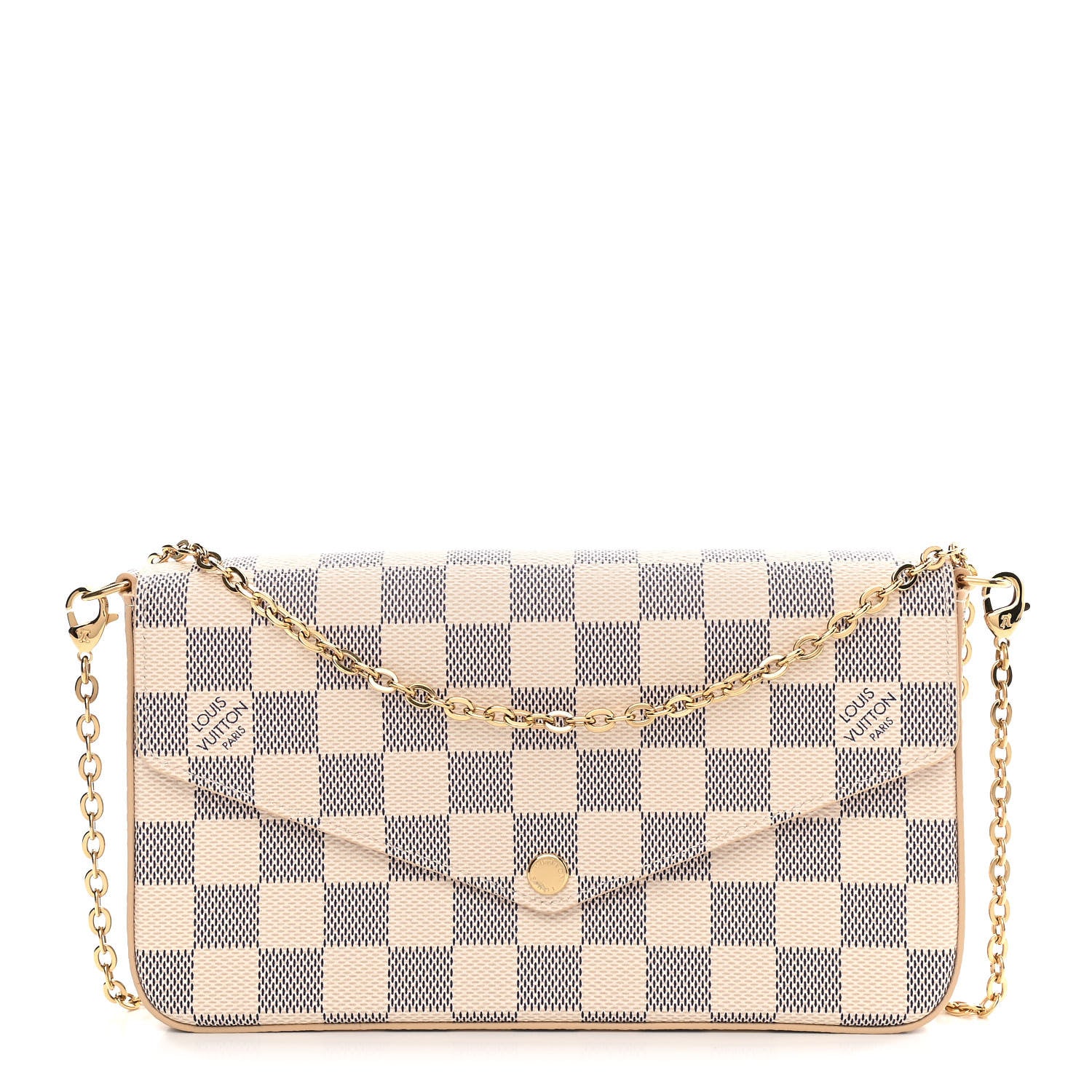 Louis Vuitton Damier Azur Pochette Felicie Chain Wallet Rose Ballerine 2 of 10