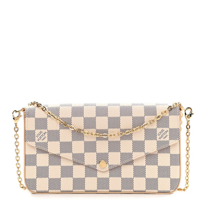 Louis Vuitton Damier Azur Pochette Felicie Chain Wallet Rose Ballerine 2 of 10