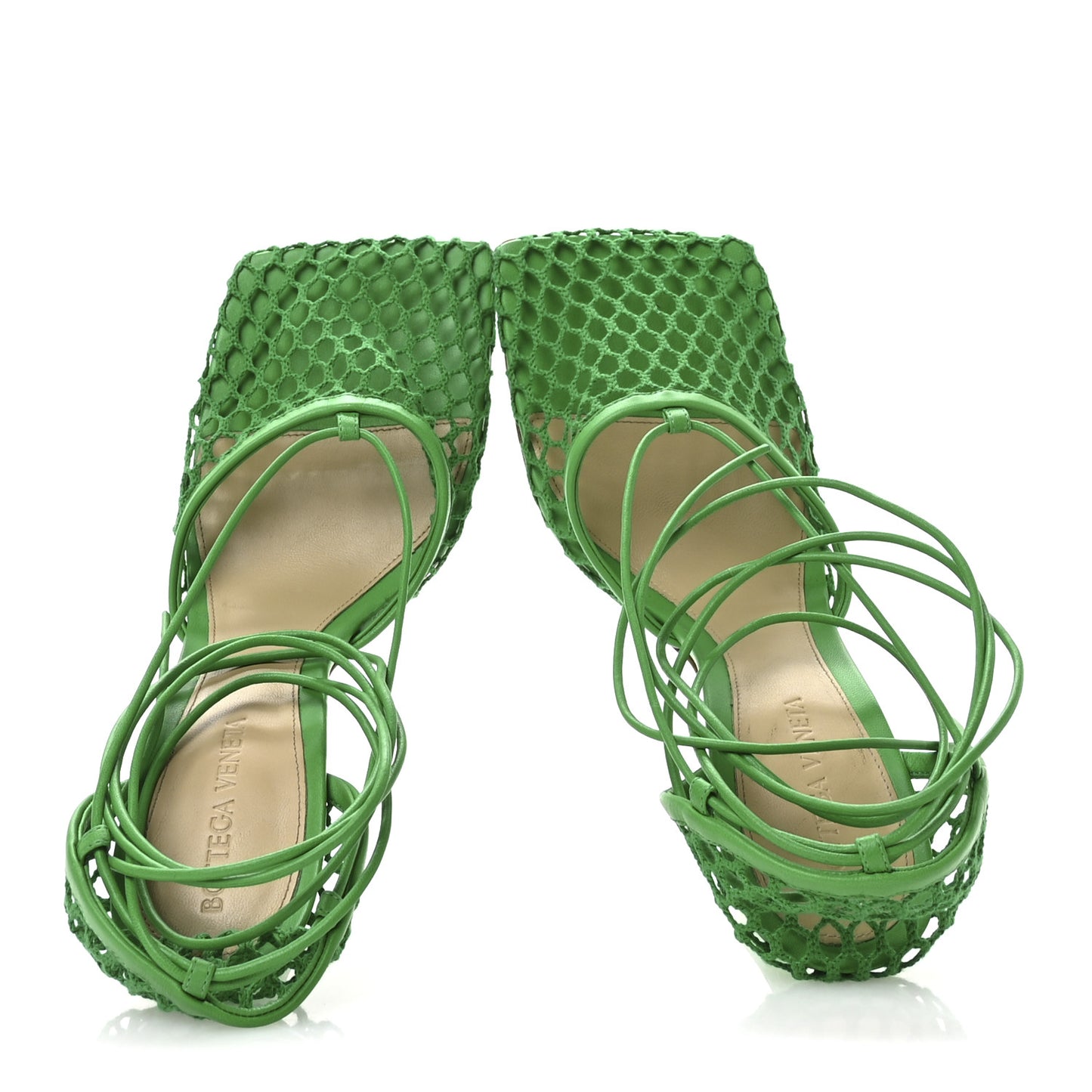 Mesh Nappa Stretch Ankle Tie 90mm Sandals 38.5 Grass