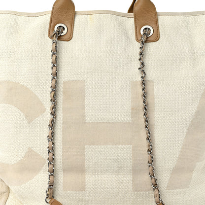 Chanel Canvas Large Shopping Tote White Beige 8 of 12