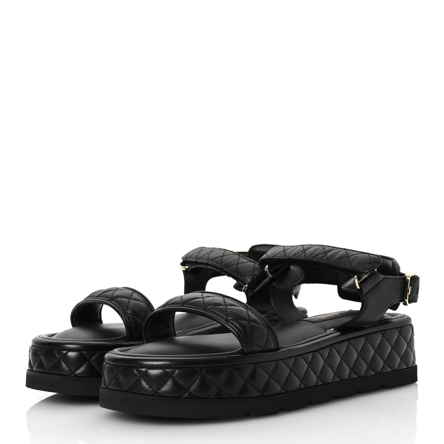 Lambskin Quilted Platform Sandals 40.5 Black
