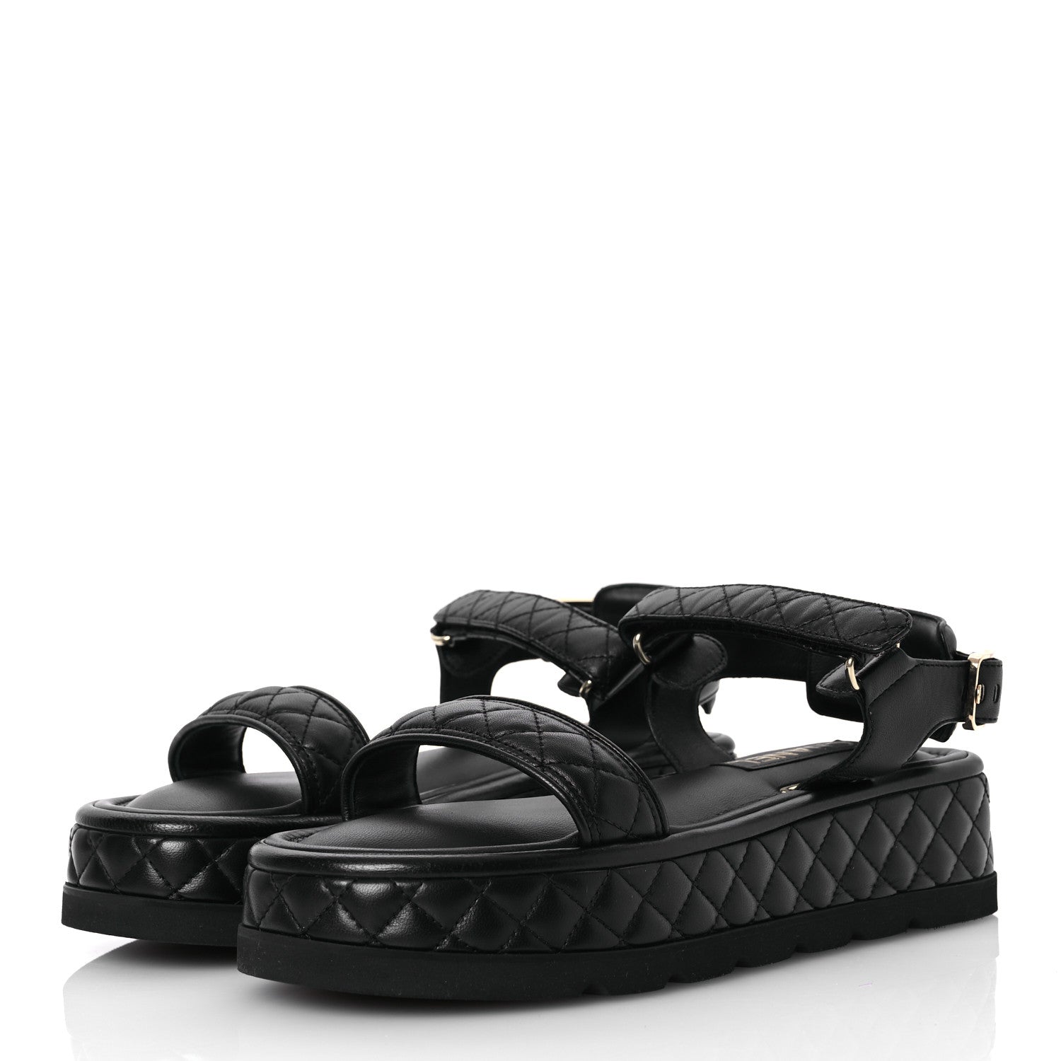 Chanel Lambskin Quilted Platform Sandals 40.5 Black 4 of 13