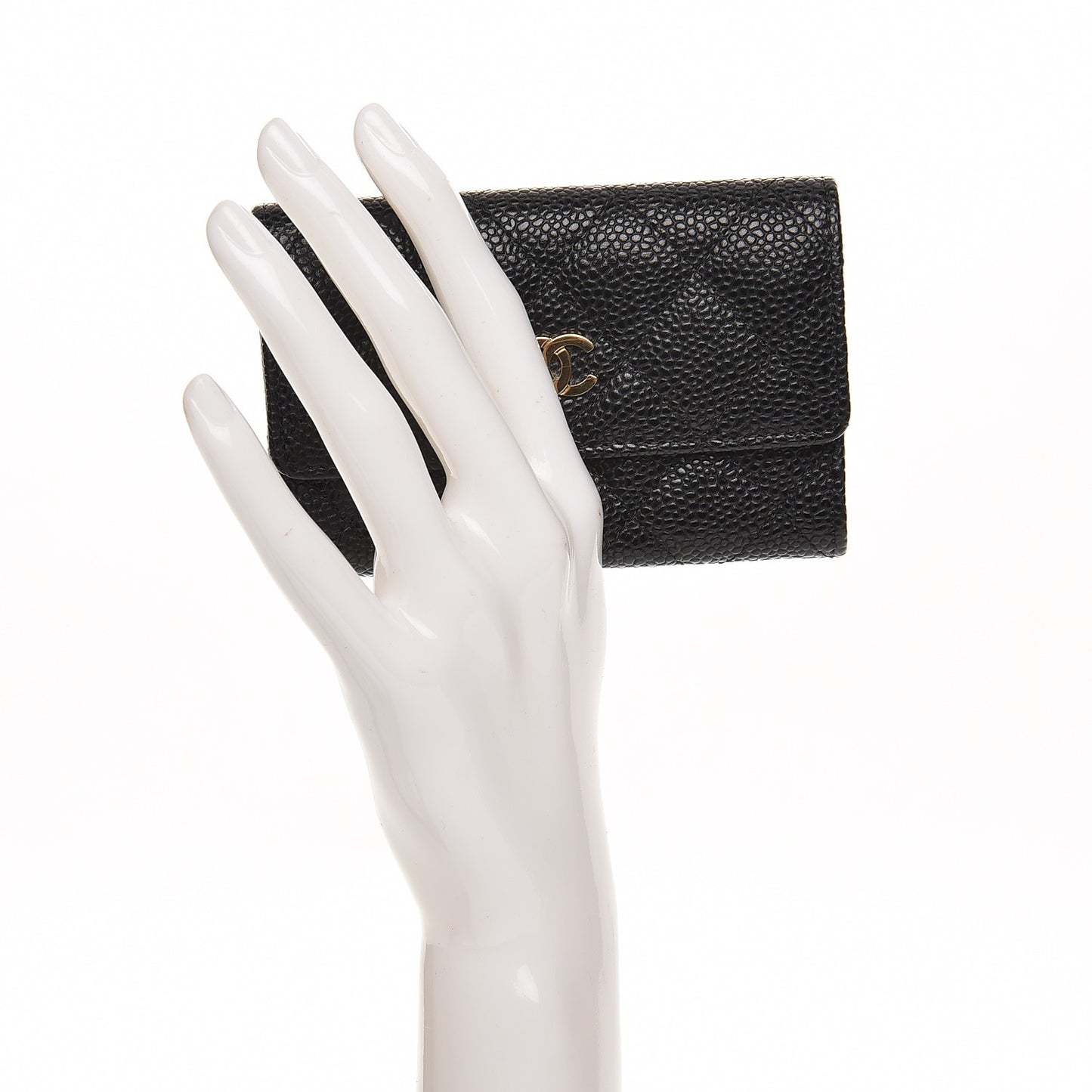 Caviar Quilted Card Holder Black