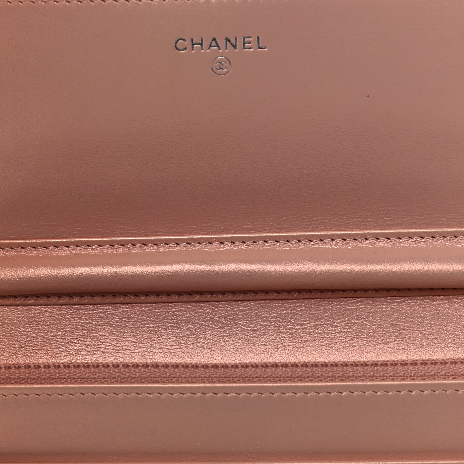 Chanel Metallic Caviar Quilted Vintage Mademoiselle Wallet On Chain WOC Light Pink 10 of 13