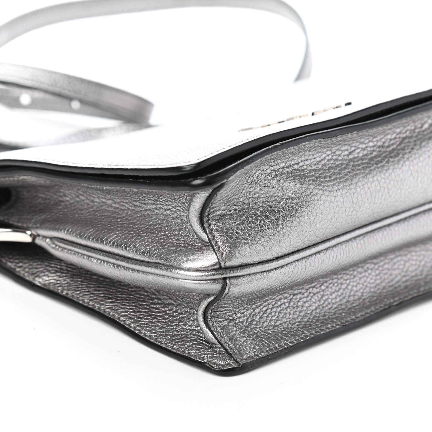 Prada Metallic Vitello Daino Flap Crossbody Cromo 7 of 8