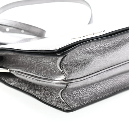 Prada Metallic Vitello Daino Flap Crossbody Cromo 7 of 8