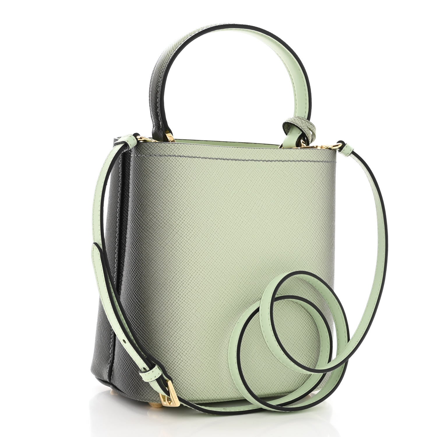 Prada Saffiano Cuir Small Panier Bucket Bag Acqua Sfumato 3 of 9