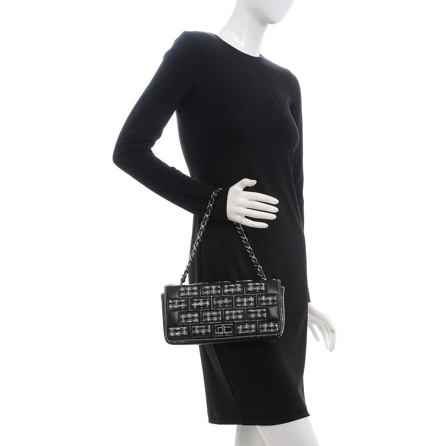 Chanel Lambskin Tweed East West Flap Black 2 of 7
