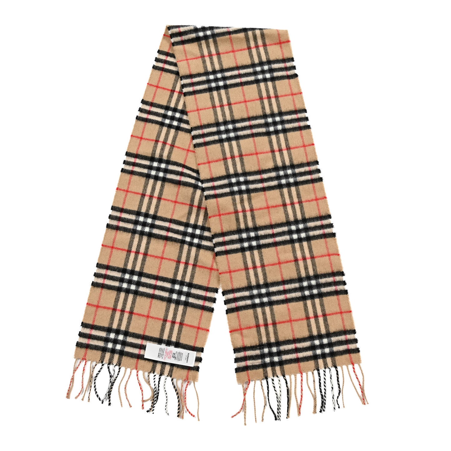 Cashmere House Check Fringe Scarf Camel